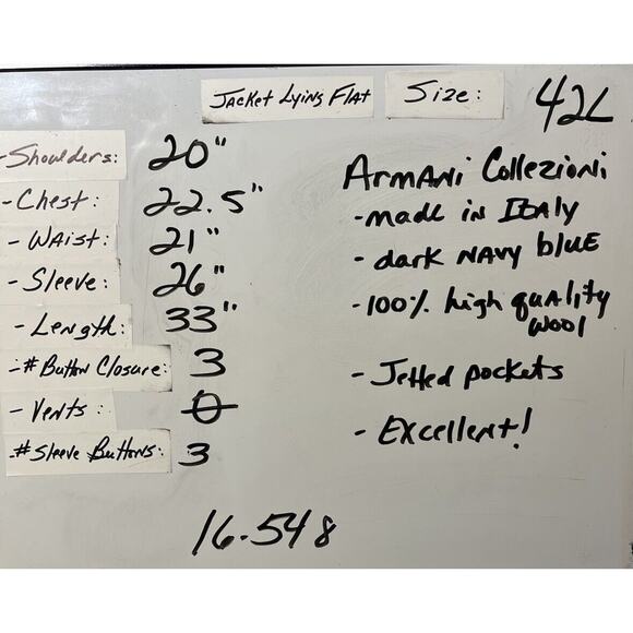 Armani Collezioni 42L Dark Navy Blue 3-Button Blazer Sport Coat Suit Jacket - Picture 8 of 13